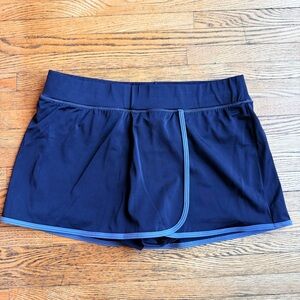 Lands' End Swim Skirt Bottom Size 10 Skort Black Faux Wrap Modest Resort Cruise
